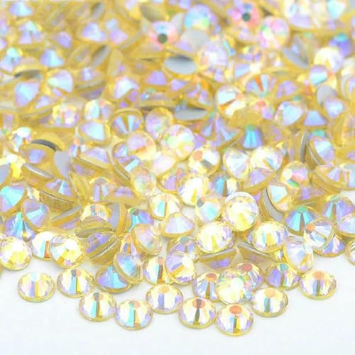 SS6 SS10 SS12 SS16 SS20 SS30 Flache Rückseite, Glas-Strasssteine, klarer Kristall, AB, Nagel-Strass, kein Hotfix-Stein, DIY-Bastelarbeiten, 49 Jonquil AB-SS30, 20 g, 2880 Stück von DEFRTG