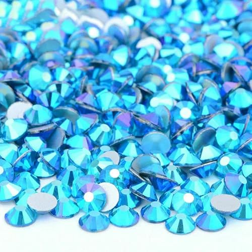 SS6 SS10 SS12 SS16 SS20 SS30 Flache Rückseite, Glas-Strasssteine, klarer Kristall, AB, Nagel-Strass, kein Hotfix-Stein, DIY-Bastelarbeiten, 59 Montana AB-SS20, 100 g, 14.400 Stück von DEFRTG