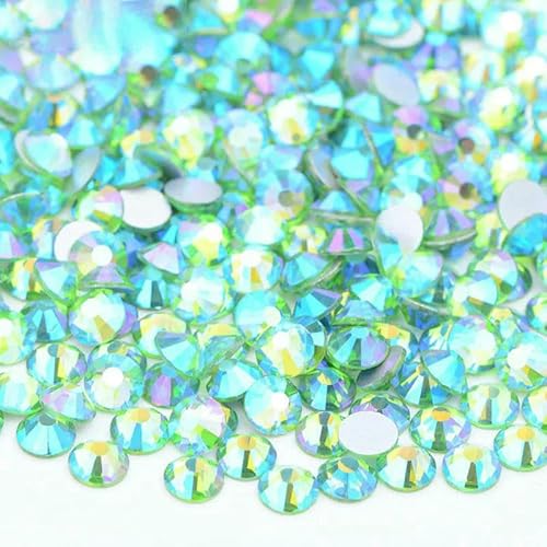 SS6 SS10 SS12 SS16 SS20 SS30 Flache Rückseite, Glas-Strasssteine, klarer Kristall, AB, Nagel-Strass, kein Hotfix-Stein, DIY-Bastelarbeiten, 62 Lt. Emerald AB, SS20, 100 g, 14.400 Stück von DEFRTG