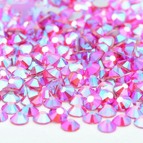 SS6 SS10 SS12 SS16 SS20 SS30 Flache Rückseite, Glas-Strasssteine, klarer Kristall, AB, Nagel-Strass, kein Hotfix-Stein, DIY-Bastelarbeiten, 68 Lt.Siam AB-SS20, 100 g, 14400 Stück von DEFRTG