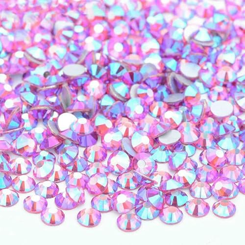 SS6 SS10 SS12 SS16 SS20 SS30 Flache Rückseite, Glas-Strasssteine, klarer Kristall, AB, Nagel-Strass, kein Hotfix-Stein, DIY-Bastelarbeiten, 72 Rose AB, SS20, 100 g, 14.400 Stück von DEFRTG