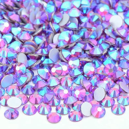 SS6 SS10 SS12 SS16 SS20 SS30 Flache Rückseite, Glas-Strasssteine, klarer Kristall, AB, Nagel-Strass, kein Hotfix-Stein, DIY-Bastelarbeiten, 73 Fuchsia AB, SS20, 100 g, 14400 Stück von DEFRTG