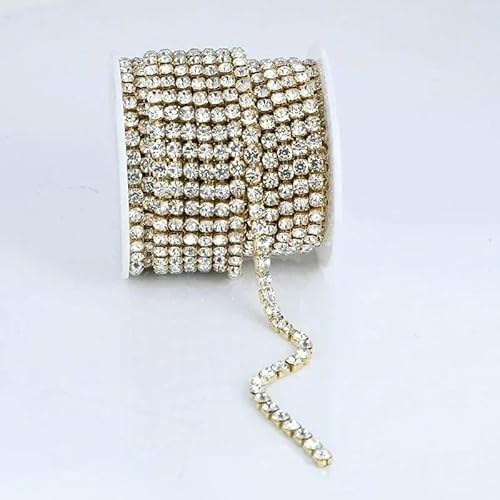 SS6-SS18 Kristall-Strass-Cup-Kette zum Aufnähen auf Glas-Strass-Besatzkette zum Aufkleben auf bunte Kristall-Cup-Kette für Heimwerker-Bastelarbeiten-Goldkristall-SS12-3,0 mm-5-Yards-Packung SS6-SS18 Kristall-Strass-Cup-Kette zum Aufnähen auf Glas-Strass-Besatzkette zum Aufkleben auf bunte Kristall-Cup-Kette für Heimwerker-Bastelarbeiten-Goldkristall-SS12-3,0 mm-5-Yards-Packung von DEFRTG
