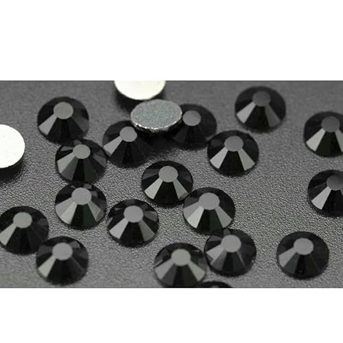 SS6-SS30 AAAAA Glas-Strasssteine ohne Hotfix, flache Rückseite, Glitzersteine, Nagelkunst-Dekorationen, DIY-Zubehör, 002 Jet-SS30 – 288 Stück von DEFRTG