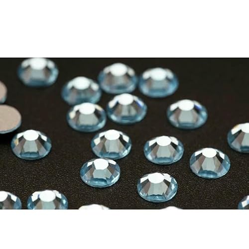 SS6-SS30 AAAAA Glas-Strasssteine ohne Hotfix, flache Rückseite, Glitzersteine, Nagelkunst-Dekorationen, DIY-Zubehör, 027 Aquamarin, SS12, 1440 S von DEFRTG