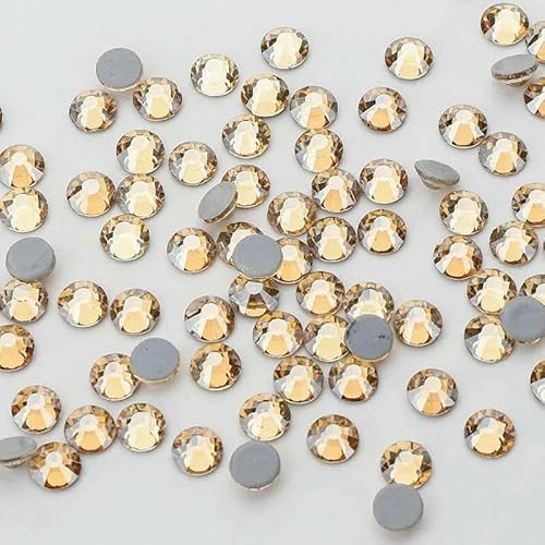 SS6-SS30 Boutique Glas Hotfix Strasssteine Flatbase Glitzer Dekoration Kristall für Nagelkunst Hochzeitskleid DIY Zubehör-Golden Shadow-SS10-1440Pcs von DEFRTG