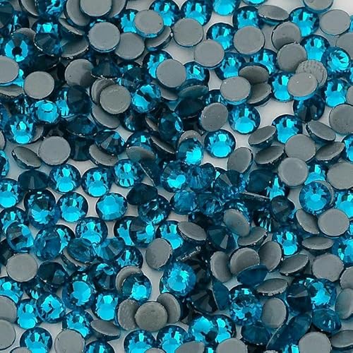 SS6-SS30 Glas-Strasssteine mit flacher Rückseite, mehrfarbig, blau, glitzernd, runde Steine, Strasssteine für Nagelkunst, Stoff, Kleidung, Dekoration – Hotfix Indicolite – SS12 – 1440 Stück von DEFRTG