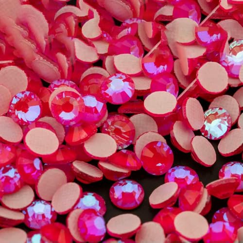 SS6-SS30 Hot-Fix Neue Neon AB-Farben Glas-Strasssteine, Kristall, flache Rückseite, Strasssteine für Kleidungsstücke, Kleider, DIY, Basteln, Dekoration, DH Fuchsia (Hotfix) - SS6 – 1440 Stüc von DEFRTG