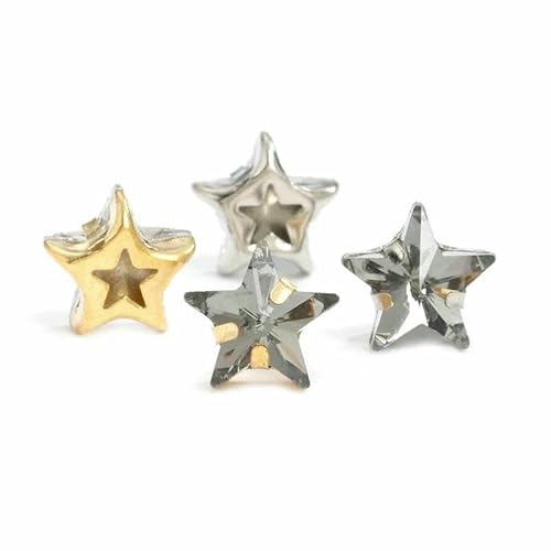 Sternkristalle zum Aufnähen auf Strassperlen für Handarbeiten, Metallbasis, Strass, bunt, Stoffdekoration, Stern zum Aufnähen, Schwarzer Diamant, 8 mm, 10 Stück, Goldklaue von DEFRTG
