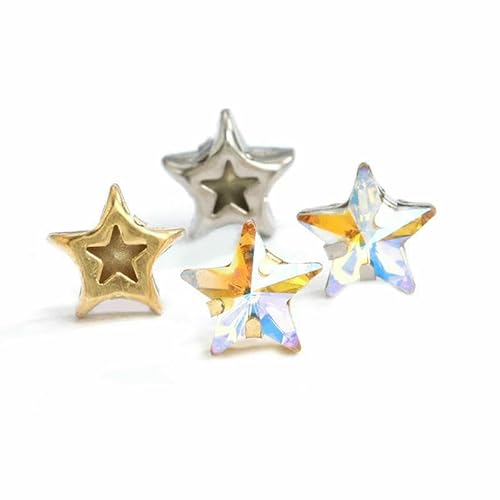 Sternkristalle zum Aufnähen auf Strassperlen für Handarbeiten, Metallbasis, Strass, bunt, Stoffdekoration, Stern zum Nähen, Paradiesglanz, 10 mm, 10 Stück, Goldklaue von DEFRTG