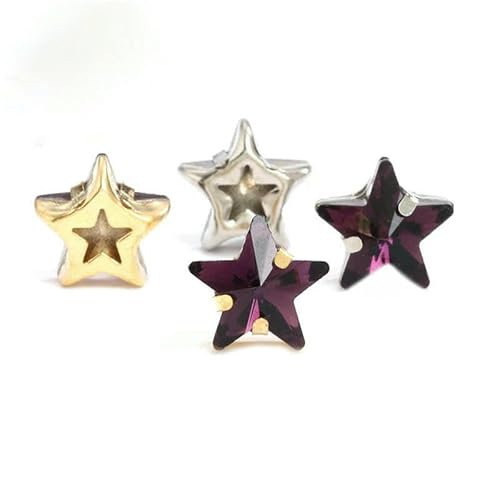 Sternkristalle zum Aufnähen von Strassperlen für Handarbeiten, Metallbasis, Strass, bunte Stoffdekoration, Stern zum Aufnähen, Amethyst, 8 mm, 10 Stück, Goldklaue von DEFRTG