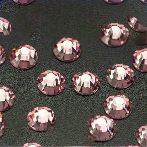 Strasssteine für Kleidung, Kristall-Hotfix-Strassstein, flache Rückseite, Dekoration für Hochzeitskleider, SS3-SS30-040, Hellrosa-SS16 (1440 Stück) von DEFRTG