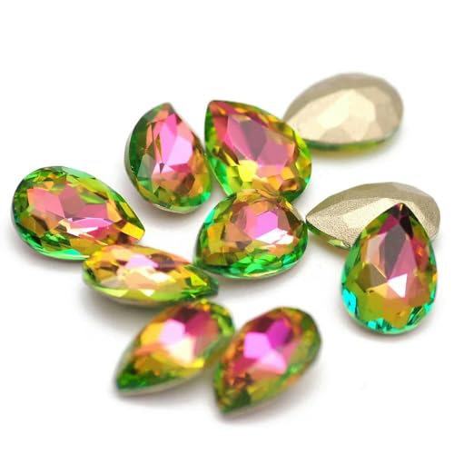 Super bunte birnenförmige 5A-Glas-Strasssteine zum Selbermachen, zum Aufkleben auf Nagelkunst-Zubehör, Schmuckdekoration, lose Perlen, Violettrosa, 7 x 10 mm, 10 Stück Super bunte birnenförmige 5A-Glas-Strasssteine zum Selbermachen, zum Aufkleben auf Nagelkunst-Zubehör, Schmuckdekoration, lose Perlen, Violettrosa, 7 x 10 mm, 10 Stück von DEFRTG