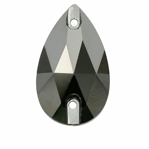 Tropfenförmige Glas-Strasssteine zum Aufnähen, flache Rückseite, zum Aufnähen von Steintropfen für Kleidungsstoffe, Jet Metallic Silver, 7 x 12 Tropfenförmige Glas-Strasssteine zum Aufnähen, flache Rückseite, zum Aufnähen von Steintropfen für Kleidungsstoffe, Jet Metallic Silver, 7 x 12 von DEFRTG