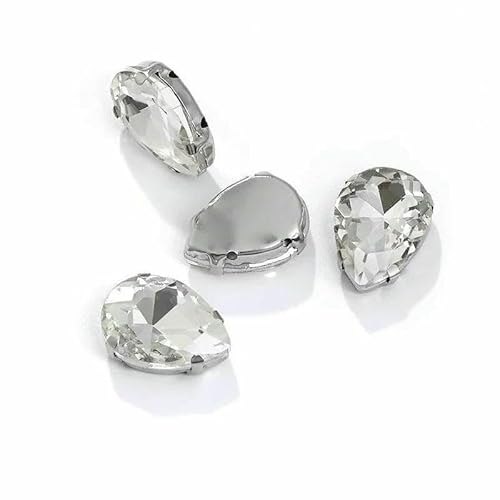Wassertropfen-Klauen-Strass-Nähnadeln für DIY-Taschenstickerei-Bastelzubehör, Edelstahlbasis, Handnähwerkzeuge-SDZZ001-21-10 x 14,0 mm-10 Stück von DEFRTG
