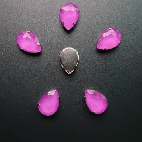 Wassertropfenförmige silberne Krallenfassungen 7 x 10 10 x 14 13 x 18 mm Gelee-Bonbons & AB-Farben Glaskristall zum Aufnähen von Strasssteinen für Kleidungsstücke, DIY-A15 Lila-13 x 18 mm, 20 von DEFRTG