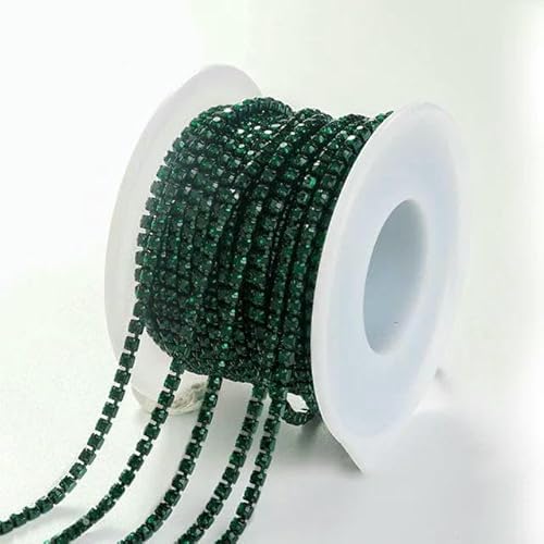 Yard, 10 Farben, Krallen-Strassstein, SS6, SS8, Kristallquaste, DIY-Kleidung, Ohrring-Zubehör, Perlen, Diamant-Strasssteinkette, Farngrün, SS8, 2,5 mm, 10 Yard Yard, 10 Farben, Krallen-Strassstein, SS6, SS8, Kristallquaste, DIY-Kleidung, Ohrring-Zubehör, Perlen, Diamant-Strasssteinkette, Farngrün, SS8, 2,5 mm, 10 Yard von DEFRTG
