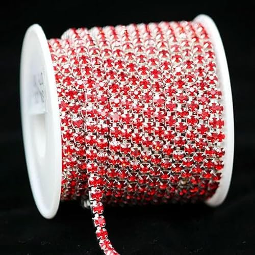 Yard 10 Yards/Rolle SS6-SS18 Glänzende Kristall-Strasskette zum Aufnähen und Aufkleben für Kleidung, Schmuck, Bekleidungszubehör, Zierketten, Tassenkette, silberne Basis, Siam-SS12 – 3,0 mm, 10 Yar Yard 10 Yards/Rolle SS6-SS18 Glänzende Kristall-Strasskette zum Aufnähen und Aufkleben für Kleidung, Schmuck, Bekleidungszubehör, Zierketten, Tassenkette, silberne Basis, Siam-SS12 – 3,0 mm, 10 Yar von DEFRTG