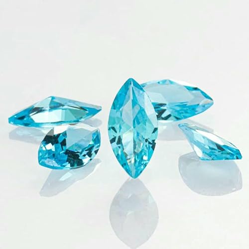 Zirkon-Edelstein zum Aufnähen von Strasssteinen mit Pointback, Kristallsteine, lose Perlen, DIY-Kleidungszubehör, Kleidungsschmuck, Aquamarin, 5 x 10 mm, 10 Stück von DEFRTG