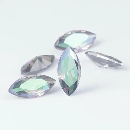 Zirkon-Edelstein zum Aufnähen von Strasssteinen mit Pointback, Kristallsteine, lose Perlen, DIY-Kleidungszubehör, Kleidungsschmuck, Geisterlicht, 5 x 10 mm, 10 Stück von DEFRTG