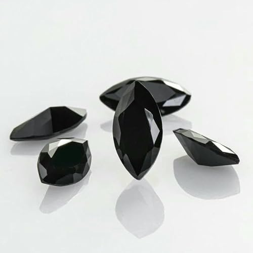 Zirkon-Edelstein zum Aufnähen von Strasssteinen mit Pointback, Kristallsteine, lose Perlen, DIY-Kleidungszubehör, Kleidungsschmuck, Jet, 5 x 10 mm, 10 Stück von DEFRTG