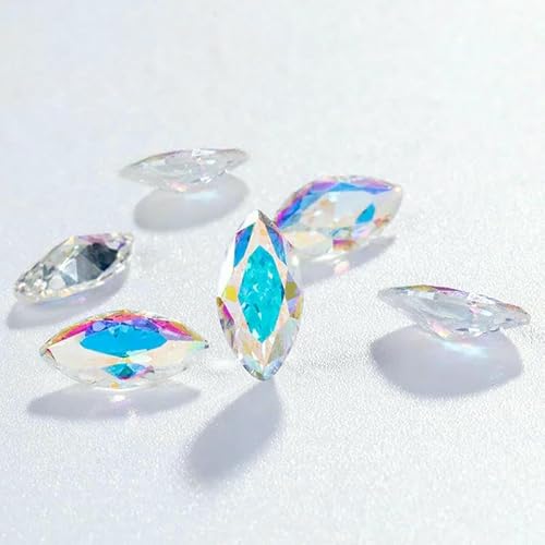 Zirkon-Edelstein zum Aufnähen von Strasssteinen mit Pointback, Kristallsteine, lose Perlen, DIY-Kleidungszubehör, Kleidungsschmuck, Kristall AB, 5 x 10 mm, 10 Stück von DEFRTG