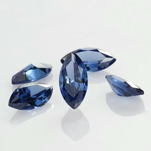 Zirkon-Edelstein zum Aufnähen von Strasssteinen mit Pointback, Kristallsteine, lose Perlen, DIY-Kleidungszubehör, Kleidungsschmuck, Saphir, 5 x 10 mm, 10 Stück von DEFRTG