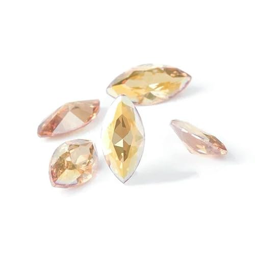Zirkon-Edelstein zum Aufnähen von Strasssteinen mit Pointback, Kristallsteine, lose Perlen, DIY-Kleidungszubehör, Kleidungsschmuck, Sonnenschein, 7 x 14,0 mm, 10 Stück von DEFRTG