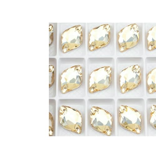 Zitronengelbe, mehrfarbige K9-Glas-Strasssteine zum Aufnähen, Kristall-Nähsteine mit flacher Rückseite für DIY-Kleidungsdekorationen – Golden Shadow – 12 x 18 mm – 24 Stück von DEFRTG
