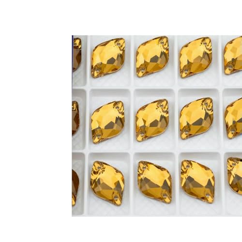 Zitronengelbe, mehrfarbige K9-Glas-Strasssteine zum Aufnähen, Kristall-Nähsteine mit flacher Rückseite für DIY-Kleidungsdekorationen – Helles Co. Topas – 9 x 14,0 mm – 48 Stück von DEFRTG