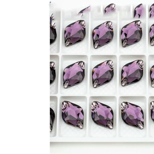 Zitronengelbe, mehrfarbige K9-Glas-Strasssteine zum Aufnähen, Kristall-Nähsteine mit flacher Rückseite für DIY-Kleidungsdekorationen – Tansanit – 9 x 14,0 mm – 48 Stück von DEFRTG