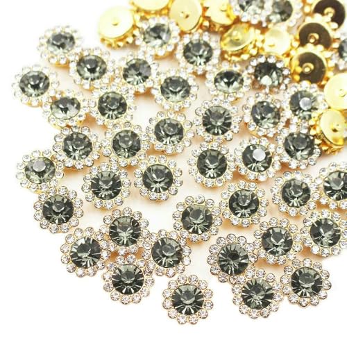 mm – 12 mm Sonnenblumen-Nähkralle, Strasssteine, Kristalle, Glasperlen, Knöpfe, Steine, zum Aufnähen von Strasssteinen für Kleidung, Nähzubehör – transparentes Schwarz – G – 10 mm – von DEFRTG