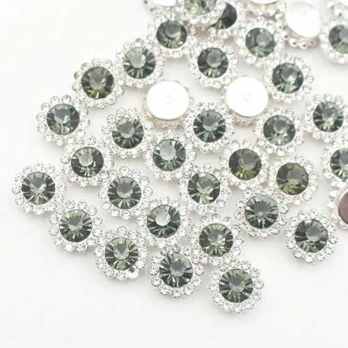 mm – 12 mm Sonnenblumen-Nähkrallen-Strasssteine, Kristalle, Glasperlen, Knöpfe, Steine, zum Aufnähen von Strasssteinen für Kleidung, Nähzubehör – transparent schwarz – S – 12 mm – 3 von DEFRTG