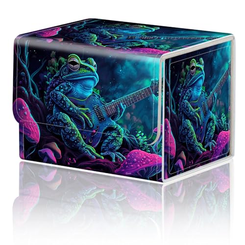 Kartenspiel-Aufbewahrungsbox für TCG MTG Commander Deck Box Card Box Organizer Sammelkartenetui TCG Card Aufbewahrungsbox Magnetverschluss Kreatives Muster bis zu 200 Karten, Ein Frosch mit von DEGDFSGR