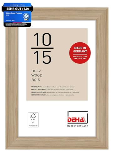 DEHA Design Bilderrahmen, 10 x 15 cm, Holz, Eiche, Fotorahmen zum Auftstellen im Hoch- & Querformat, bruchsicheres Kunstglas, Fontana DEHA Design Bilderrahmen, 10 x 15 cm, Holz, Eiche, Fotorahmen zum Auftstellen im Hoch- & Querformat, bruchsicheres Kunstglas, Fontana von DEHA Design
