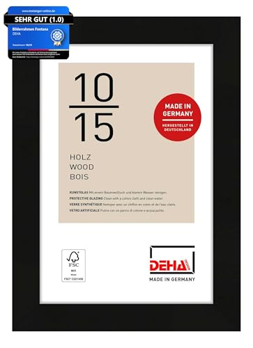 DEHA Design Bilderrahmen, 10 x 15 cm, Holz, Schwarz, Fotorahmen zum Auftstellen im Hoch- & Querformat, bruchsicheres Kunstglas, Fontana DEHA Design Bilderrahmen, 10 x 15 cm, Holz, Schwarz, Fotorahmen zum Auftstellen im Hoch- & Querformat, bruchsicheres Kunstglas, Fontana von DEHA Design