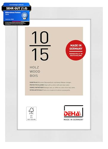 DEHA Design Bilderrahmen, 10 x 15 cm, Holz, Weiß, Fotorahmen zum Auftstellen im Hoch- & Querformat, bruchsicheres Kunstglas, Fontana DEHA Design Bilderrahmen, 10 x 15 cm, Holz, Weiß, Fotorahmen zum Auftstellen im Hoch- & Querformat, bruchsicheres Kunstglas, Fontana von DEHA Design