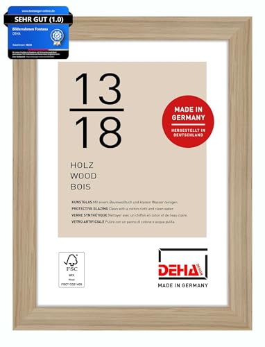 DEHA Design Bilderrahmen, 13 x 18 cm, Holz, Eiche, Fotorahmen zum Auftstellen im Hoch- & Querformat, bruchsicheres Kunstglas, Fontana DEHA Design Bilderrahmen, 13 x 18 cm, Holz, Eiche, Fotorahmen zum Auftstellen im Hoch- & Querformat, bruchsicheres Kunstglas, Fontana von DEHA Design