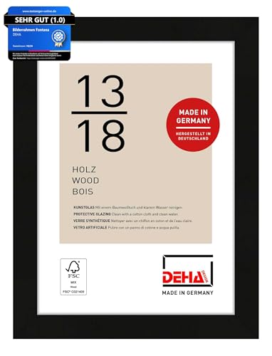 DEHA Design Bilderrahmen, 13 x 18 cm, Holz, Schwarz, Fotorahmen zum Auftstellen im Hoch- & Querformat, bruchsicheres Kunstglas, Fontana DEHA Design Bilderrahmen, 13 x 18 cm, Holz, Schwarz, Fotorahmen zum Auftstellen im Hoch- & Querformat, bruchsicheres Kunstglas, Fontana von DEHA Design