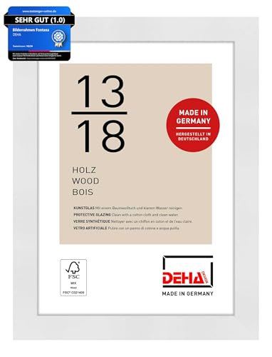 DEHA Design Bilderrahmen, 13 x 18 cm, Holz, Weiß, Fotorahmen zum Auftstellen im Hoch- & Querformat, bruchsicheres Kunstglas, Fontana DEHA Design Bilderrahmen, 13 x 18 cm, Holz, Weiß, Fotorahmen zum Auftstellen im Hoch- & Querformat, bruchsicheres Kunstglas, Fontana von DEHA Design