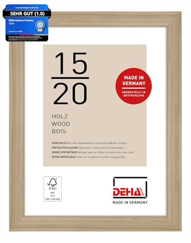 DEHA Design Bilderrahmen, 15 x 20 cm, Holz, Eiche, Fotorahmen zum Auftstellen im Hoch- & Querformat, bruchsicheres Kunstglas, Fontana DEHA Design Bilderrahmen, 15 x 20 cm, Holz, Eiche, Fotorahmen zum Auftstellen im Hoch- & Querformat, bruchsicheres Kunstglas, Fontana von DEHA Design