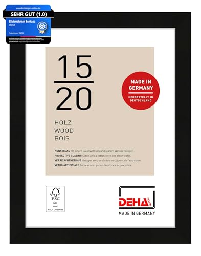 DEHA Design Bilderrahmen, 15 x 20 cm, Holz, Schwarz, Fotorahmen zum Auftstellen im Hoch- & Querformat, bruchsicheres Kunstglas, Fontana DEHA Design Bilderrahmen, 15 x 20 cm, Holz, Schwarz, Fotorahmen zum Auftstellen im Hoch- & Querformat, bruchsicheres Kunstglas, Fontana von DEHA Design