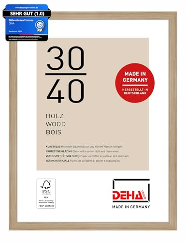 DEHA Design Bilderrahmen, 30 x 40 cm, Holz, Eiche, Fotorahmen zum Aufhängen im Hoch- & Querformat, bruchsicheres Kunstglas, Fontana DEHA Design Bilderrahmen, 30 x 40 cm, Holz, Eiche, Fotorahmen zum Aufhängen im Hoch- & Querformat, bruchsicheres Kunstglas, Fontana von DEHA Design