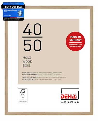 DEHA Design Bilderrahmen, 40 x 50 cm, Holz, Eiche, Posterrahmen zum Aufhängen im Hoch- & Querformat, bruchsicheres Kunstglas, Fontana DEHA Design Bilderrahmen, 40 x 50 cm, Holz, Eiche, Posterrahmen zum Aufhängen im Hoch- & Querformat, bruchsicheres Kunstglas, Fontana von DEHA Design