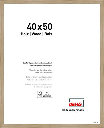 DEHA Design Bilderrahmen Fontana, 40 x 50 cm, Eiche, Holz, für Poster und Bilder, bruchsicheres Acrylglas, Hoch- und Querformat, stabile Rückwand von DEHA Design