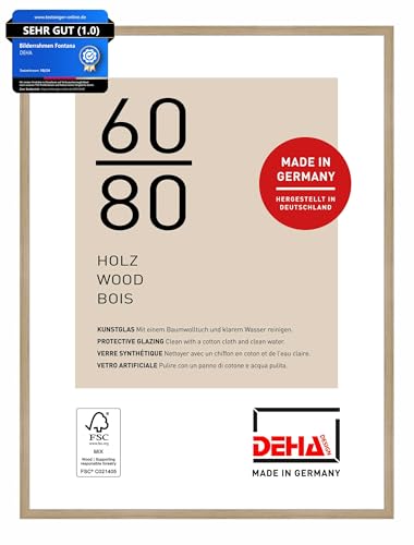 DEHA Design Bilderrahmen, 60 x 80 cm, Holz, Eiche, Posterrahmen zum Aufhängen im Hoch- & Querformat, bruchsicheres Kunstglas, Fontana DEHA Design Bilderrahmen, 60 x 80 cm, Holz, Eiche, Posterrahmen zum Aufhängen im Hoch- & Querformat, bruchsicheres Kunstglas, Fontana von DEHA Design