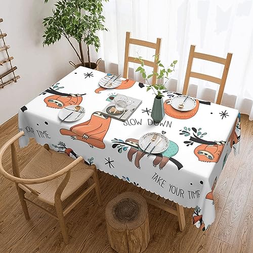 Lustige Tischdecke mit niedlichem Faultiermotiv, flecken- und knitterfrei, waschbar, rechteckig, für Küche, Esszimmer, Party, Heimdekoration, 140 x 180 cm Lustige Tischdecke mit niedlichem Faultiermotiv, flecken- und knitterfrei, waschbar, rechteckig, für Küche, Esszimmer, Party, Heimdekoration, 140 x 180 cm von DEHIWI