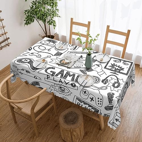 Rechteckige Tischdecke, einfarbig, Skizzenstil, Gaming-Druck, schmutzabweisend, knitterfrei, waschbar, Tischdecke für Küche, Esszimmer, Party, Heimdekoration, 140 x 180 cm Rechteckige Tischdecke, einfarbig, Skizzenstil, Gaming-Druck, schmutzabweisend, knitterfrei, waschbar, Tischdecke für Küche, Esszimmer, Party, Heimdekoration, 140 x 180 cm von DEHIWI