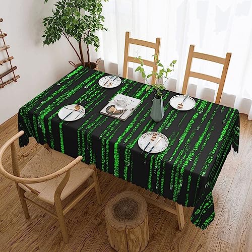 Rechteckige Tischdecke, grüner Matrix-Druck, schmutzabweisend, knitterfrei, waschbar, Tischdecke für Küche, Esszimmer, Party, Heimdekoration, 140 x 180 cm Rechteckige Tischdecke, grüner Matrix-Druck, schmutzabweisend, knitterfrei, waschbar, Tischdecke für Küche, Esszimmer, Party, Heimdekoration, 140 x 180 cm von DEHIWI