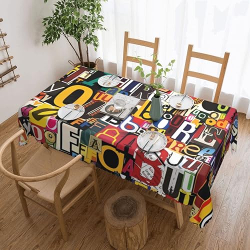 Tischdecke mit Buchstaben und Zahlen, schmutzabweisend, knitterfrei, waschbar, rechteckig, für Küche, Esszimmer, Party, Heimdekoration, 140 x 180 cm Tischdecke mit Buchstaben und Zahlen, schmutzabweisend, knitterfrei, waschbar, rechteckig, für Küche, Esszimmer, Party, Heimdekoration, 140 x 180 cm von DEHIWI